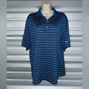 Men’s NIKE Golf Tour Performance DRI-Fit Blue Striped Polo Golf Shirt Size Large